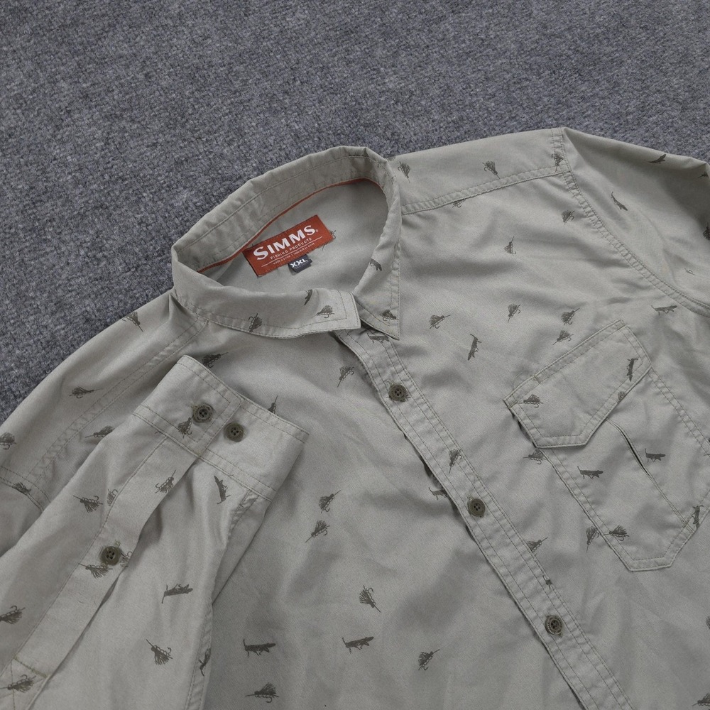 Simms Shirt Mens 2XL Gray M.T.H. Guide Grasshopper Performance Fishing Outdoors